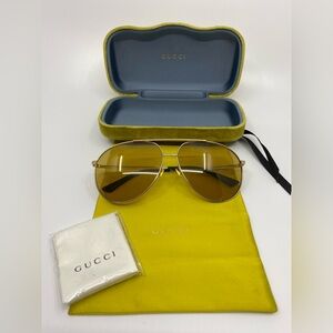 Gucci Gold Aviator Sunglasses